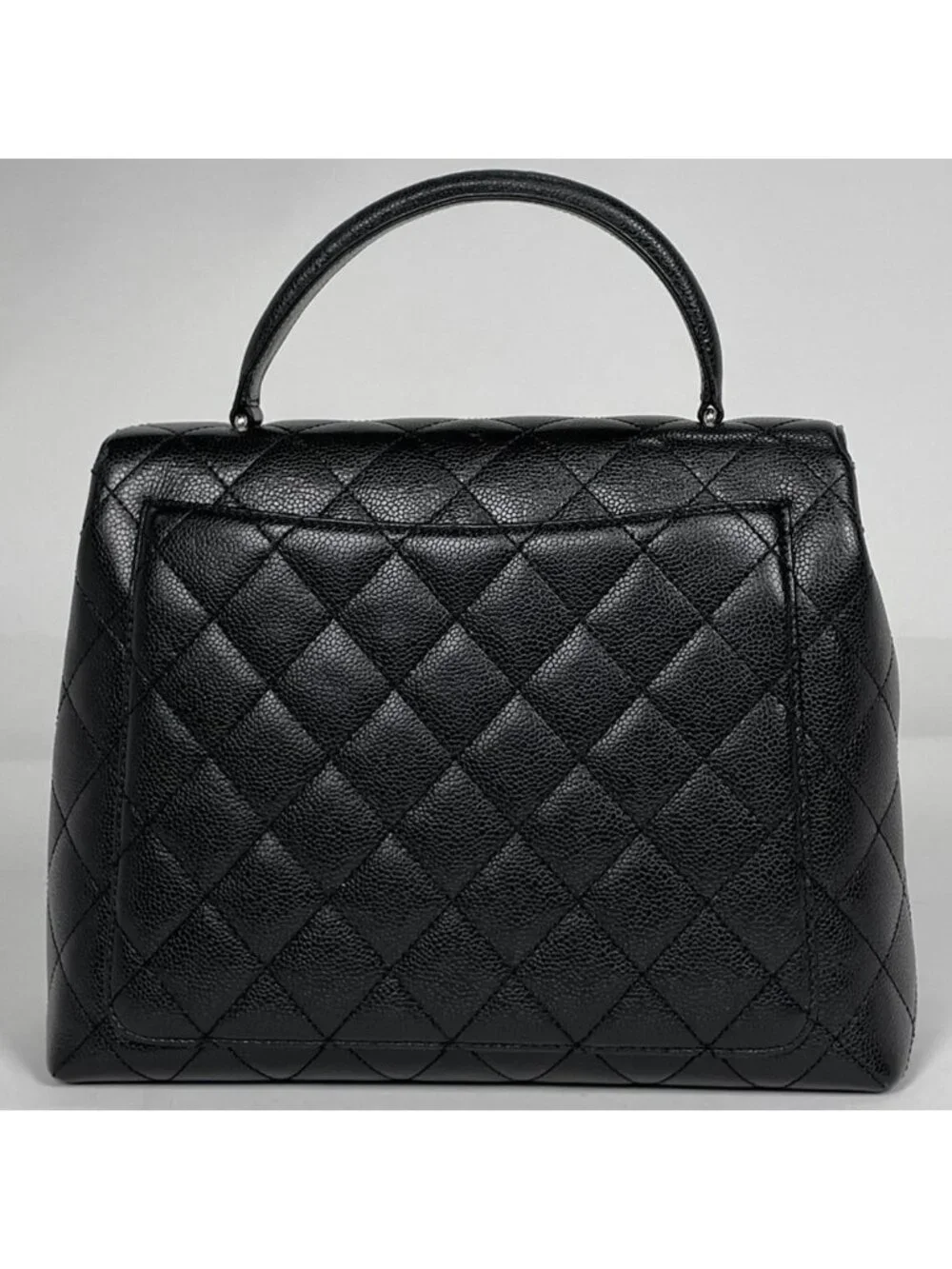 Chanel CC Logo Handbag Quilted Caviar Leather Black